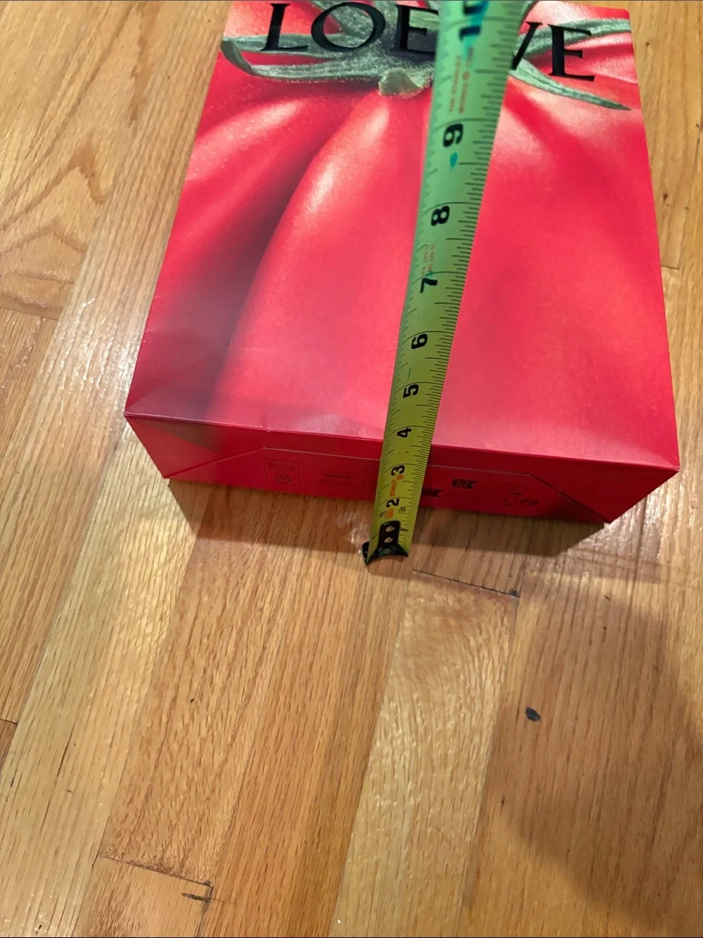 Loewe Red Tomato Graphic Gift Bag with Green Handles